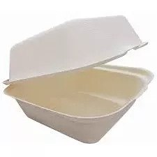 Bagasse Hinged  6x6x3 White