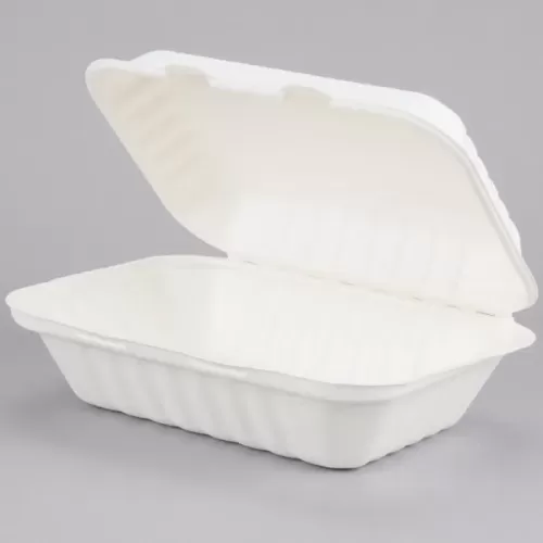 Bagasse 9x6x3 Hinged Container