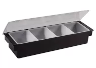 Condiment Holder, 4 Compartment, Black Plastic Base