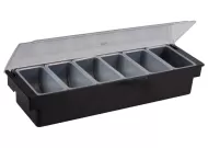 Condiment Holder, 6 Compartment, Black Plastic Base